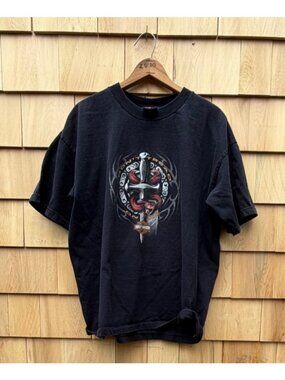Vtg Harley-Davidson Don't Tread On Me T-shirt XL Black 100% Cotton Made In USA